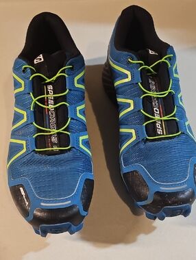 Speed Cross 4 Salomon Men's Blue Trail Running Shoes with Neon Green Accents